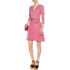 DIANE VON FURSTENBURG Irina Pink Floral Silk Chiffon Combo Wrap Dress 6